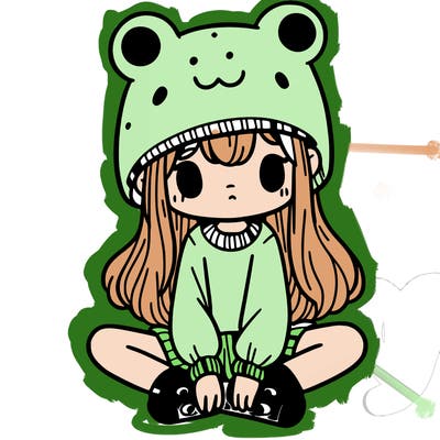a girl wearing a frog hat and some frog socks