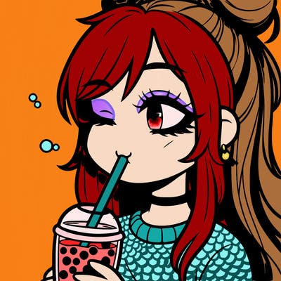 girl drinking boba