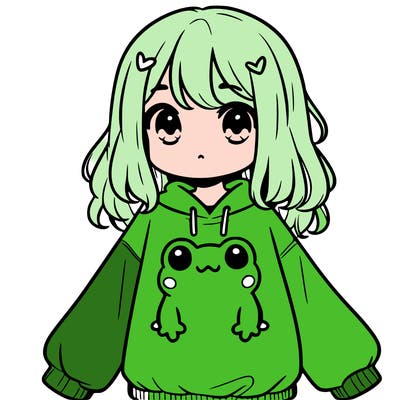 girl wearing frogging sweatshirt