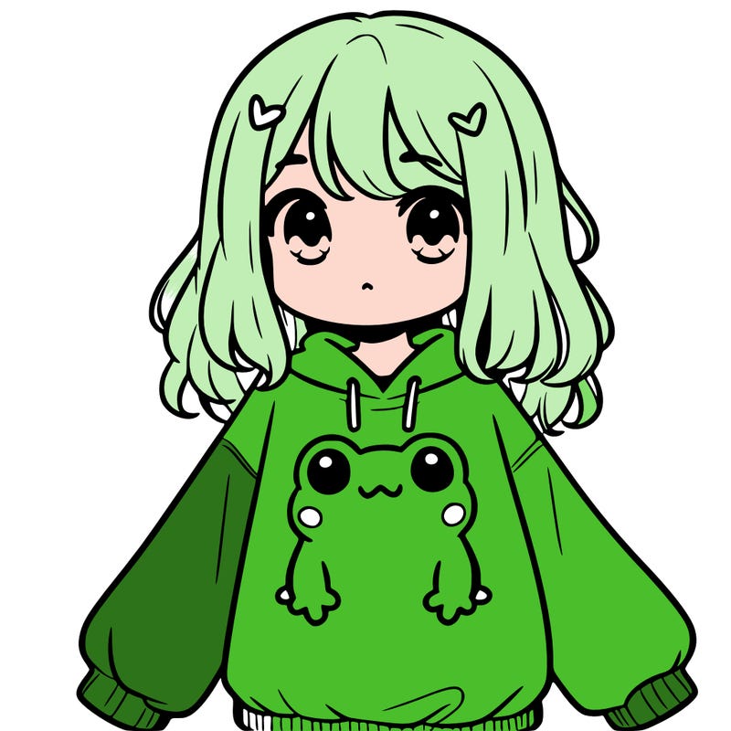 girl wearing frogging sweatshirt