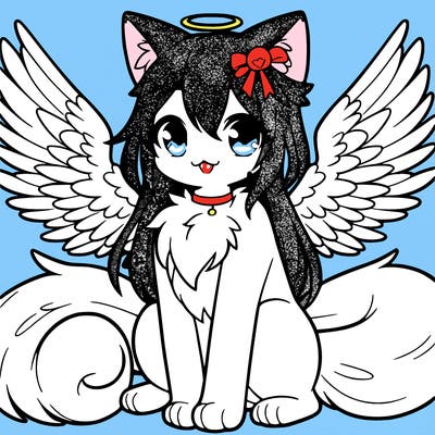 anime cat with angel wings