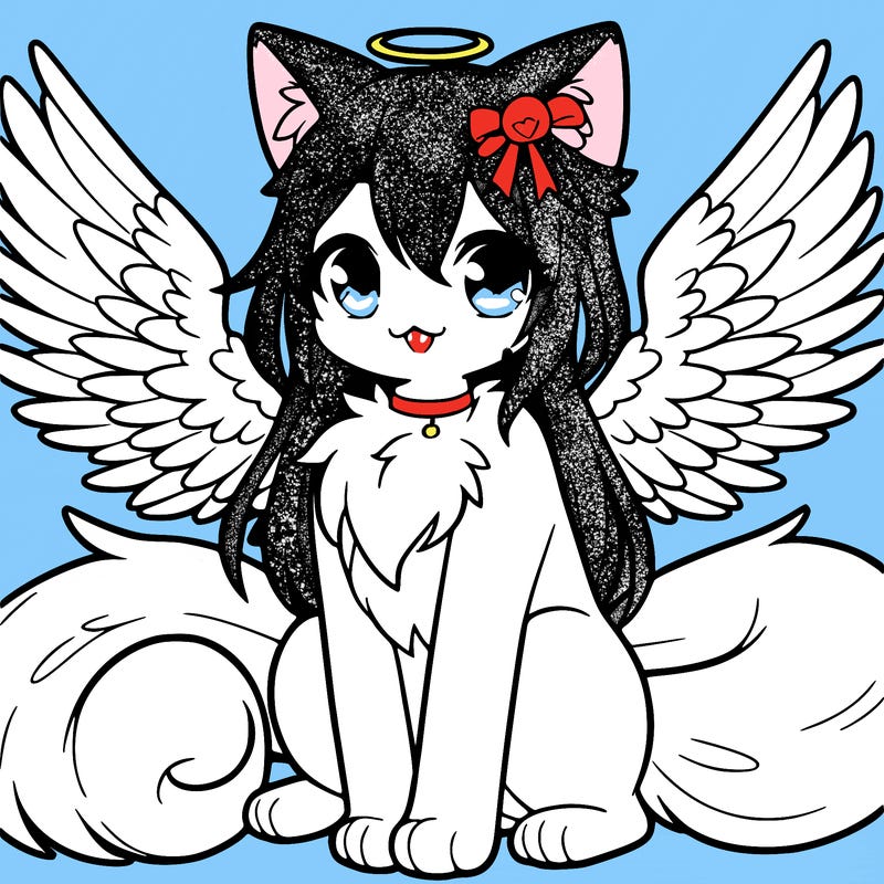 anime cat with angel wings