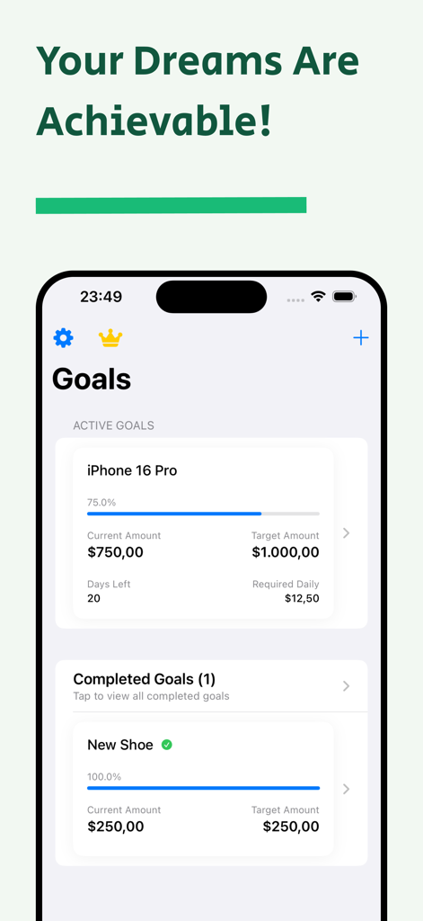 MoneyBox - Smart Savings - MoneyBox app interface displaying active savings goals and progress bars for items like iPhone 16 Pro.