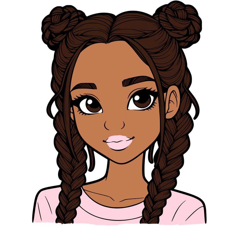 realistic girl with braids