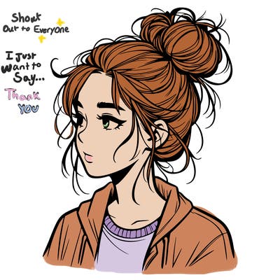 realistic teenage girl with a messy bun