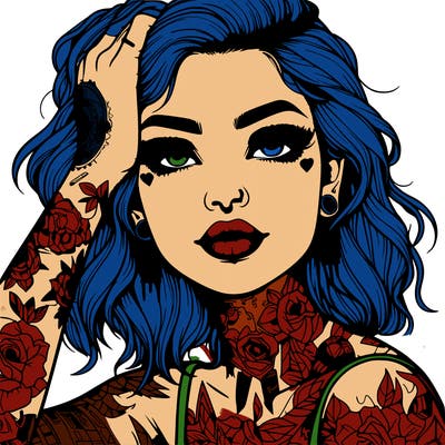realistic girl with tattoos all over