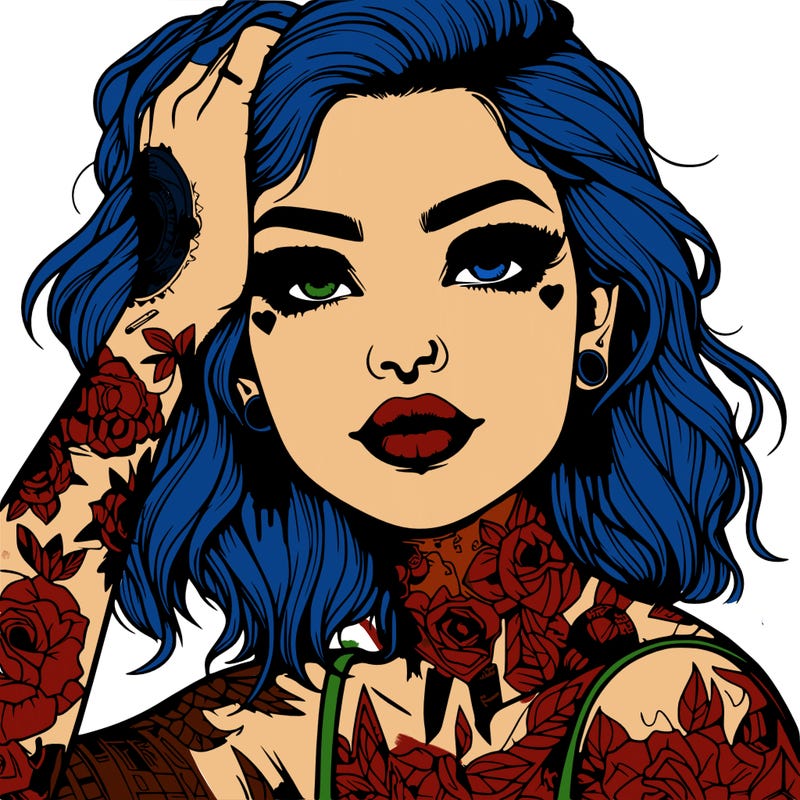 realistic girl with tattoos all over