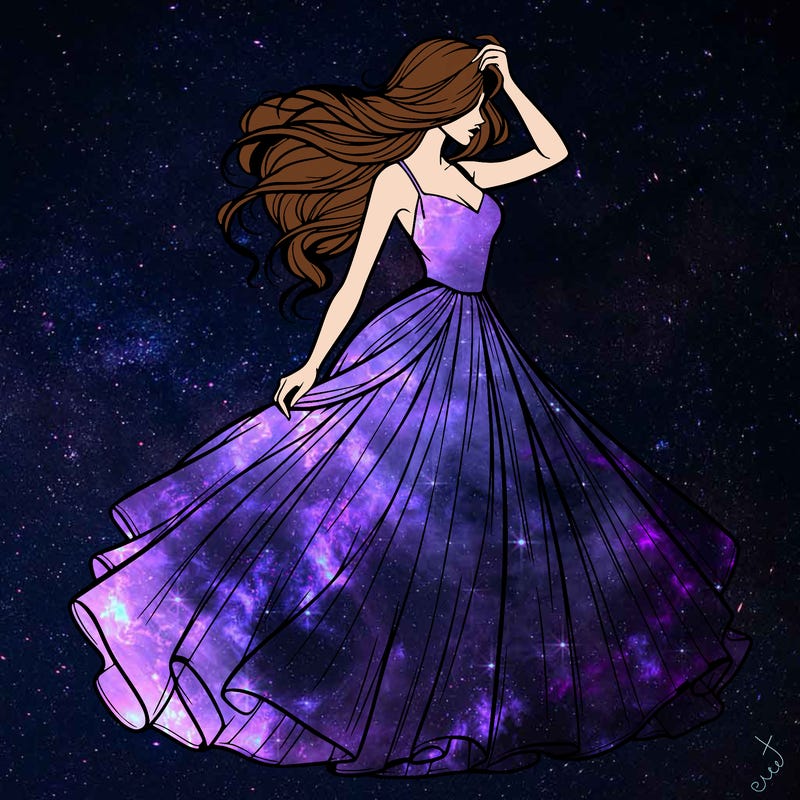 realistic woman with dress flowing in the wind