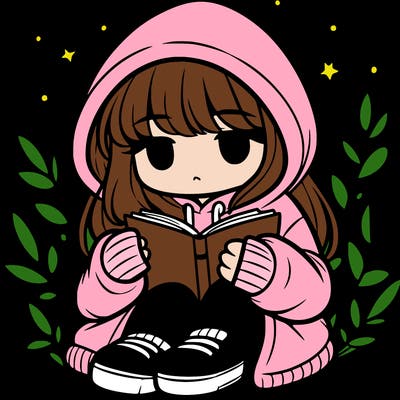 girl in oversized hoodie reading a book