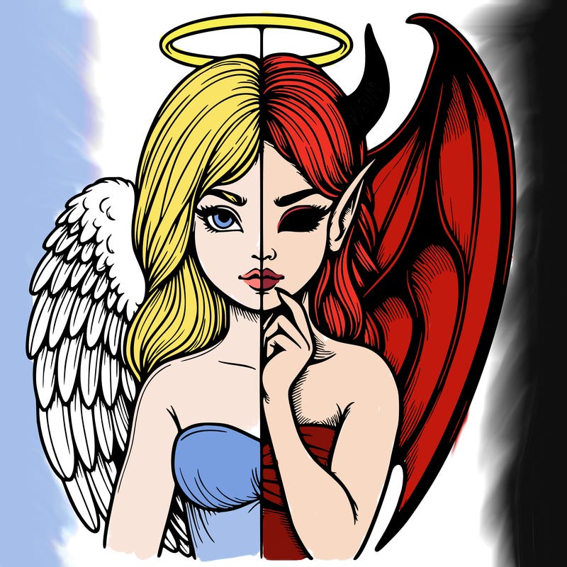 realistic angel half demon