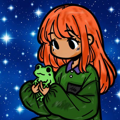 girl with long hair and a oversized shirt. and she is holding a frog