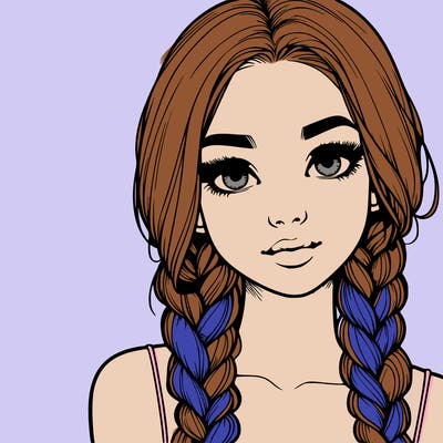 realistic girl with braids