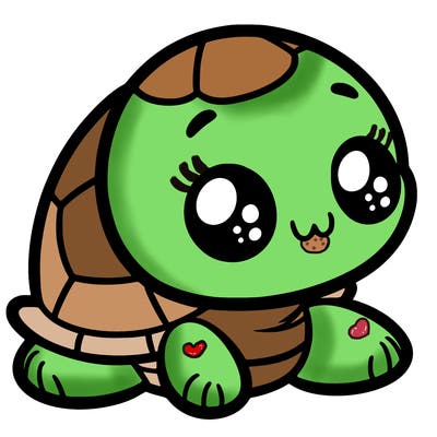 cute little animated turtle