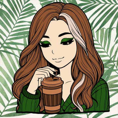 realist girl drinking coffee