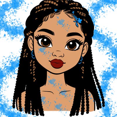 a realistic black girl with braids