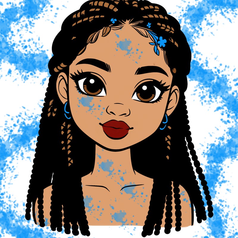 a realistic black girl with braids
