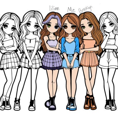 a group of girls realistic