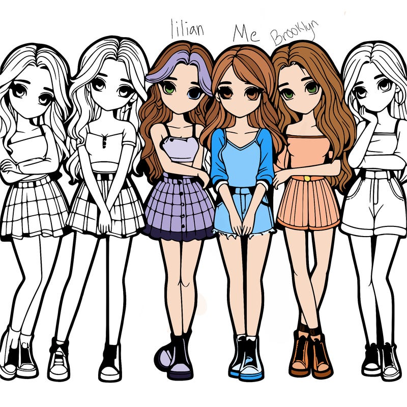 a group of girls realistic