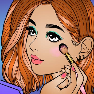 a realistic girl doing her makeup