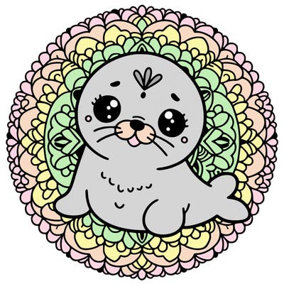 a cute baby seal mandala