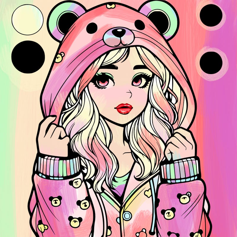 realistic girl in a animal pjs hoodie