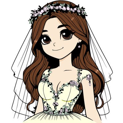 realistic girl in a wedding dress