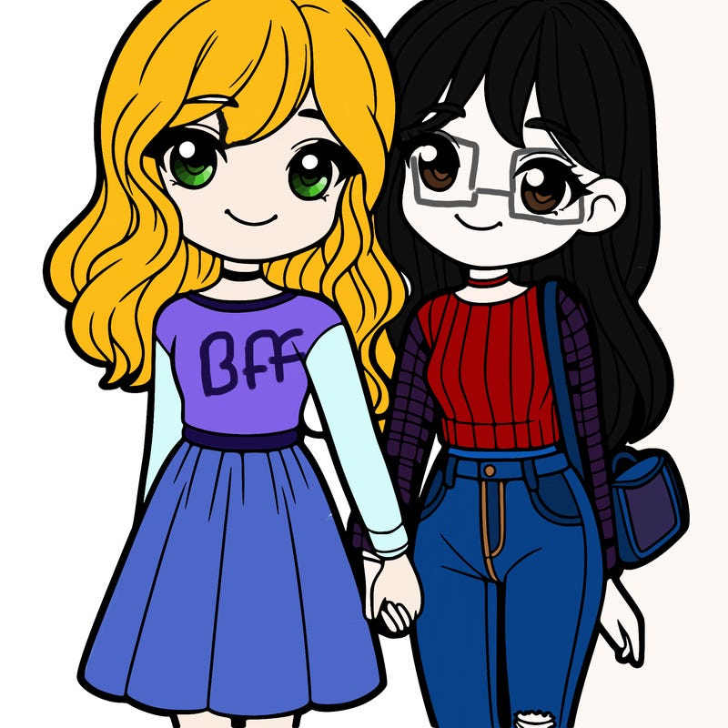two girls best friends