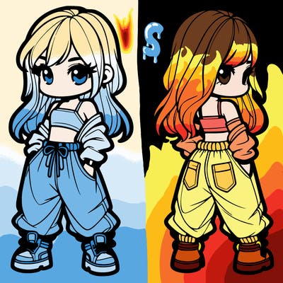 girl in crop top and baggy pants