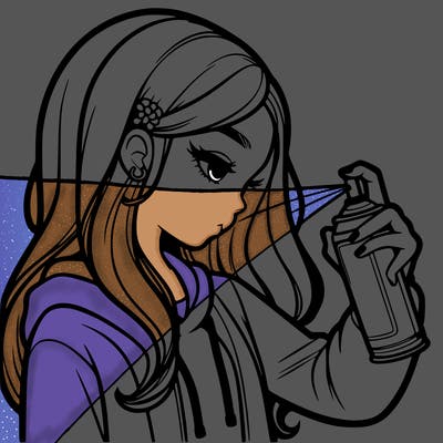 a realistic girl spray painting