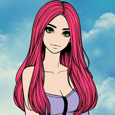 realistic woman with long straight hair