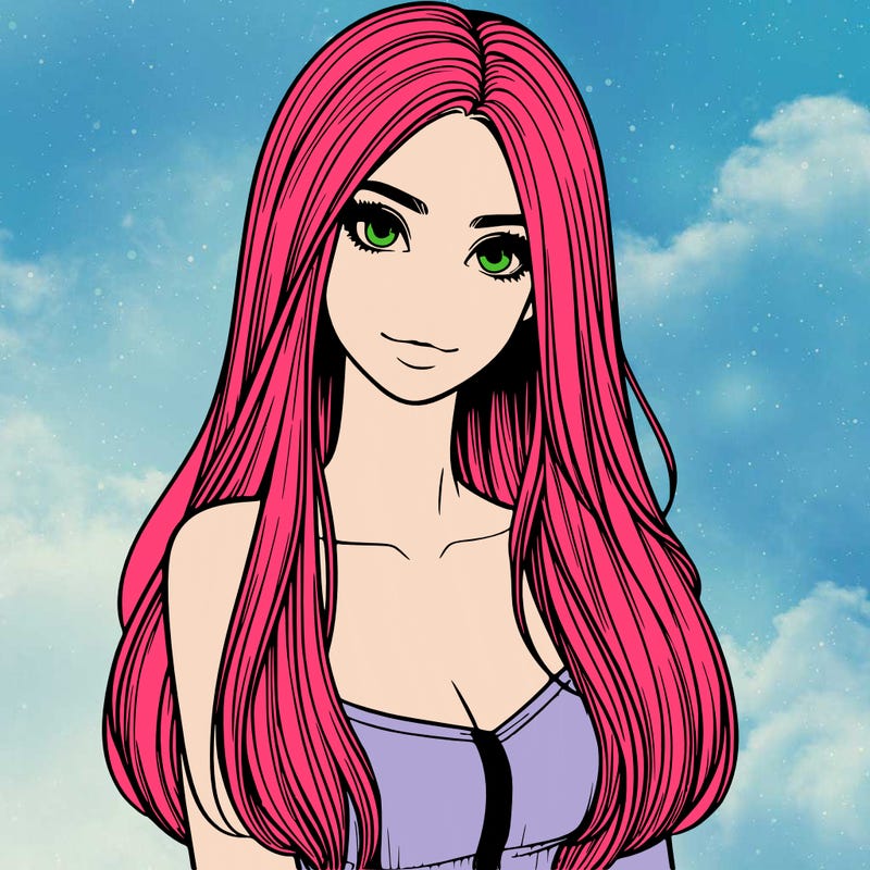 realistic woman with long straight hair