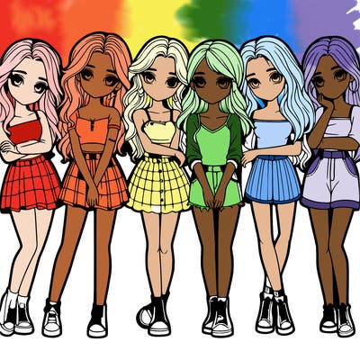 a group of girls realistic