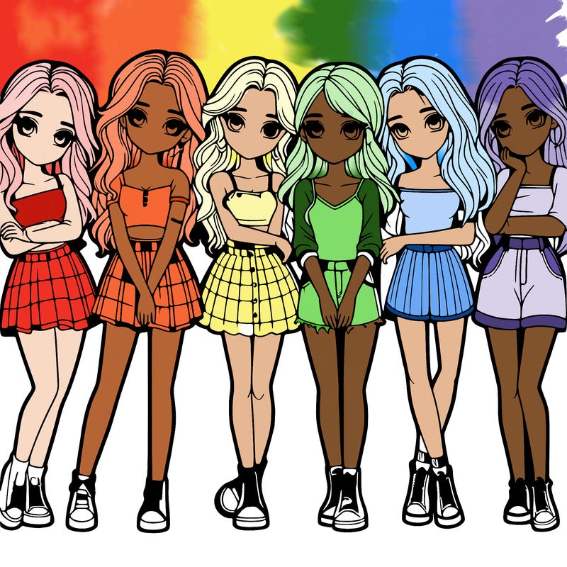 a group of girls realistic