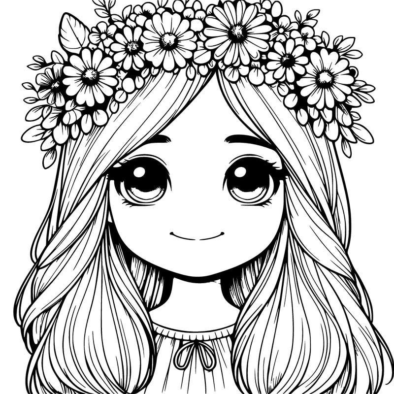 realistic little girl with flower crown