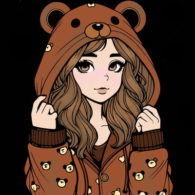 realistic girl in a animal pjs hoodie