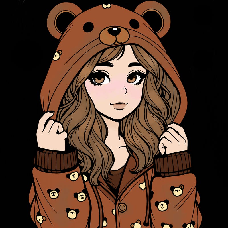 realistic girl in a animal pjs hoodie