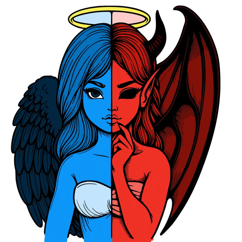 realistic angel half demon