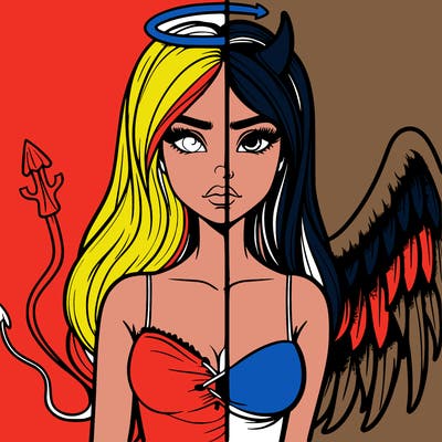 devil vs angel realistic girl