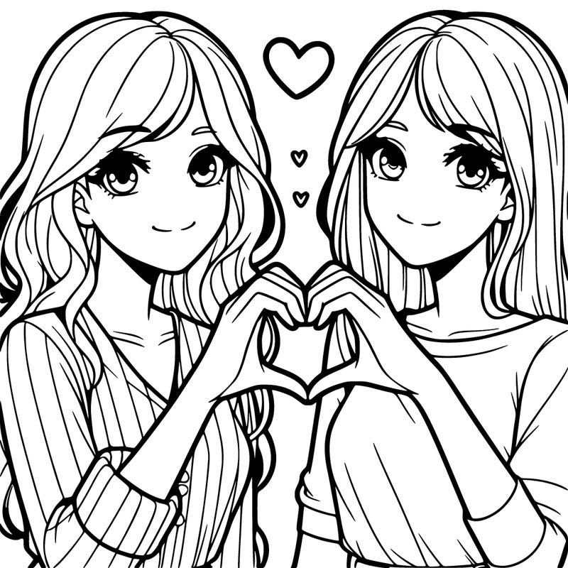 two pretty girls that are making a heart out of there hands and they look 15 years old
