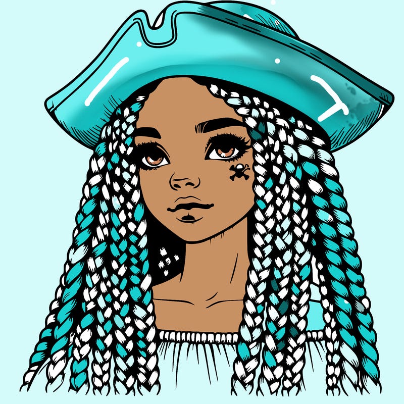 realistic girl with box braids and i realistic pirate hat
