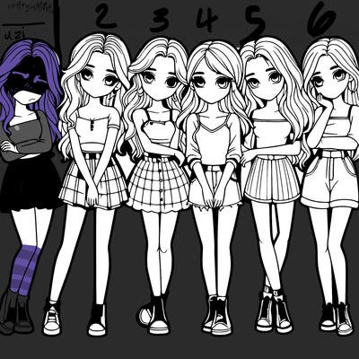 a group of girls realistic