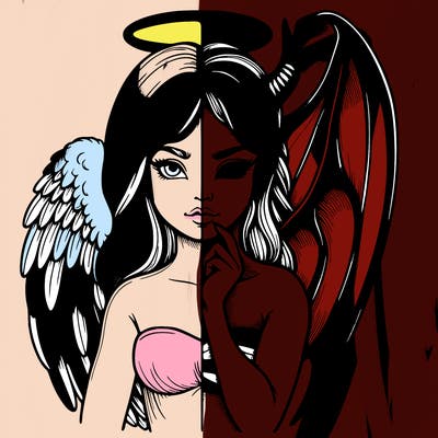 realistic angel half demon