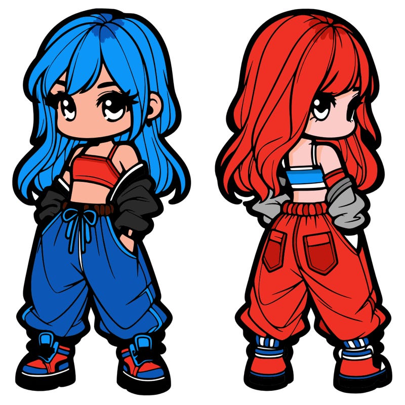 girl in crop top and baggy pants