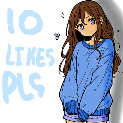 manga teen girl  in a sweater and baggy pants