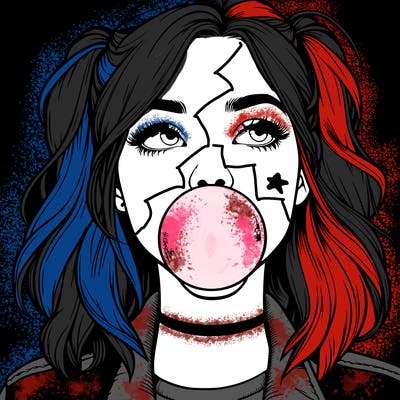 realististic girl blowing bubble -gum