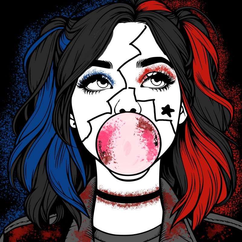 realististic girl blowing bubble -gum