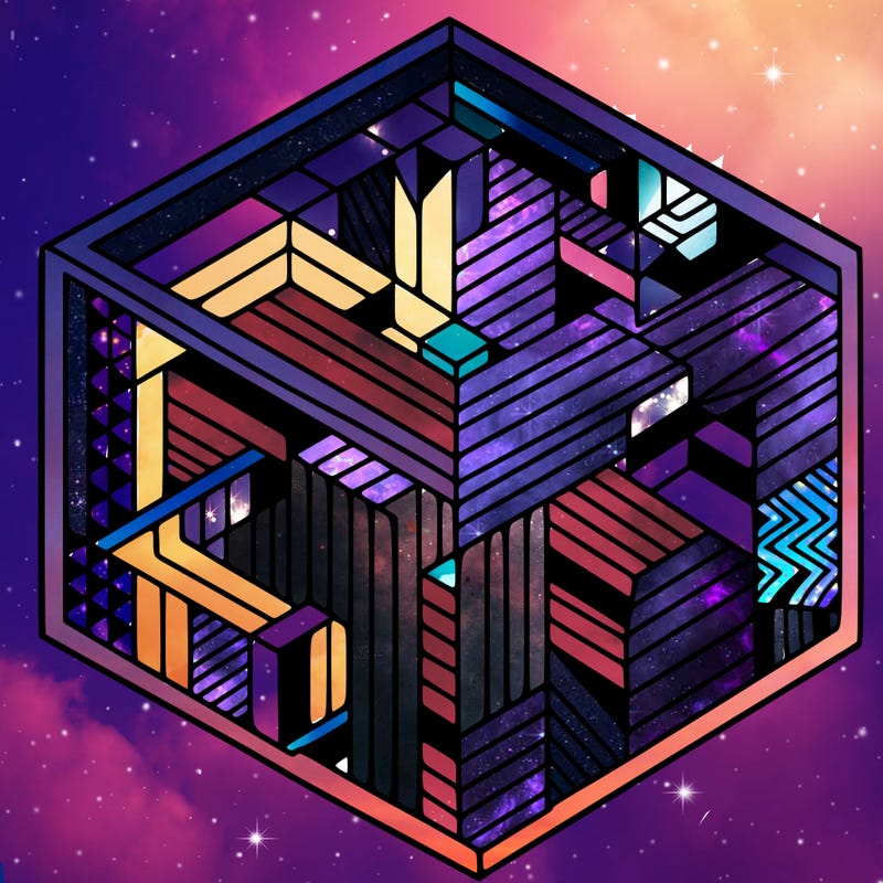 geometric patterns with contrasting colors creating a 3d illusion