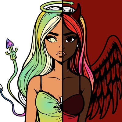 devil vs angel realistic girl