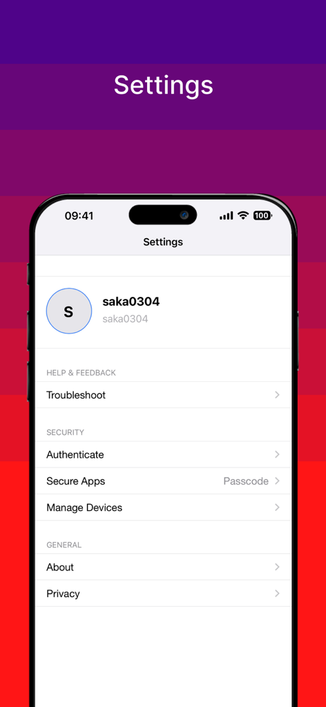 Menu Paramètres de l'application Ivanti Mobile at Work affichant les configurations de sécurité et de confidentialité du compte