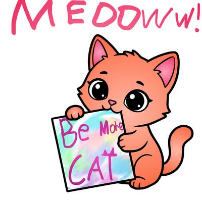 a small cat with a blank sheet of paper in its hand. the cat is sooooooo cute!